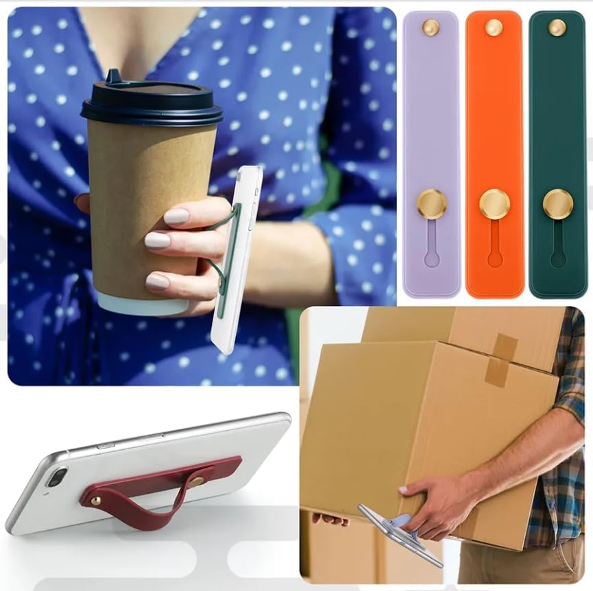 Image of Phone Grip Holder Portable Telescopic Finger Strap Bracket Phone Loop Finger Kickstand for Universal Phone Charms Pack of 1 Multicolor