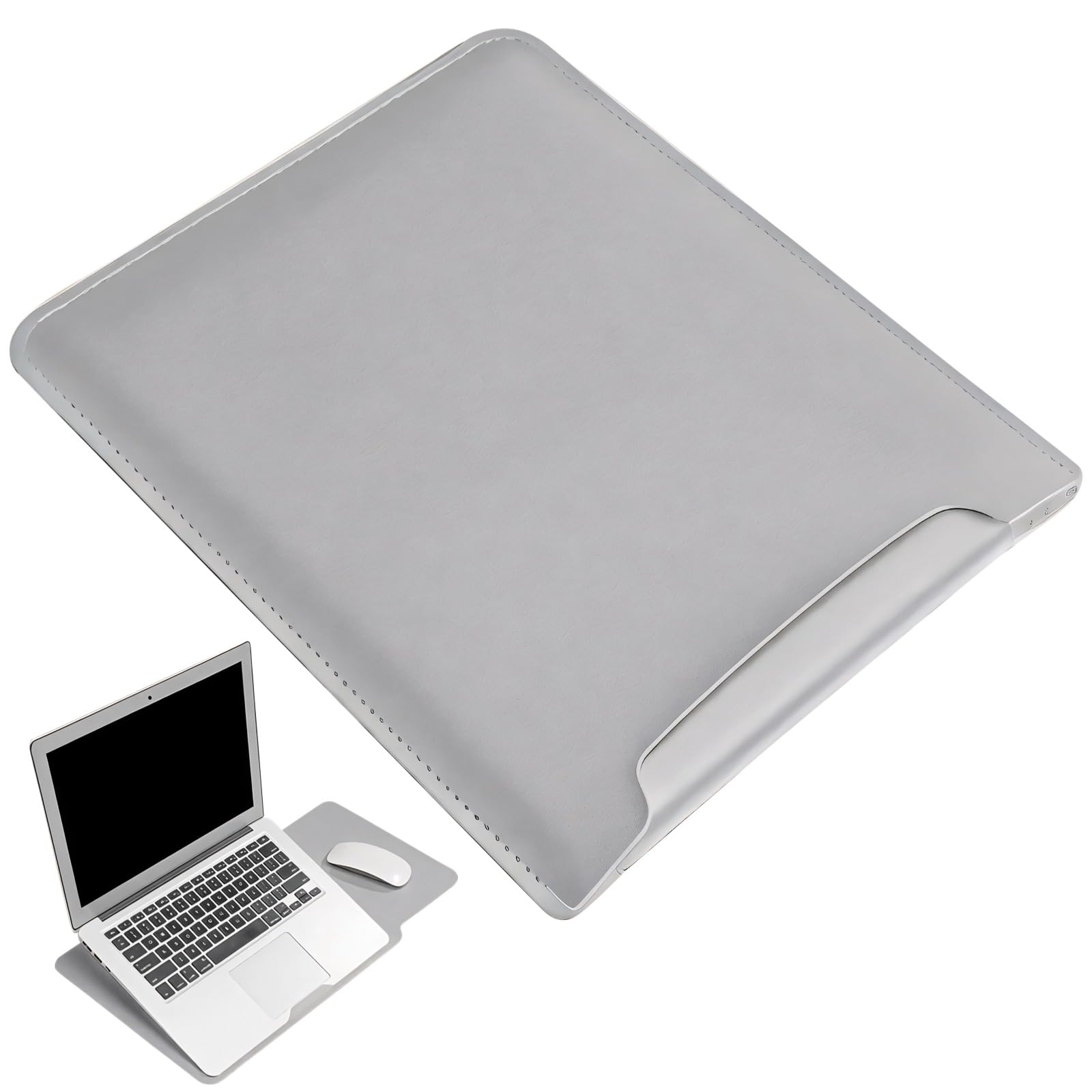 Protector para portátil de 15.6 pulgadas en piel sintética gris de alta densidad 6