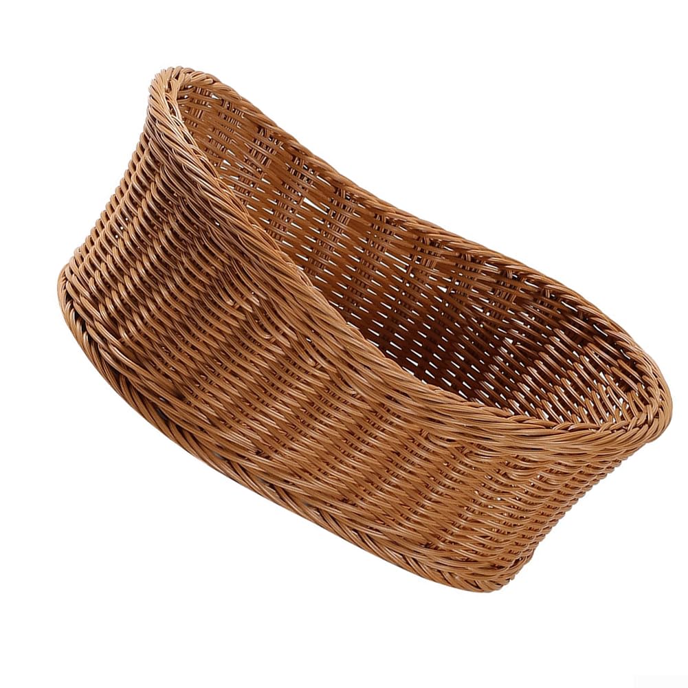Panier à pain tissé main en plastique petit modèle rustique pour comptoir