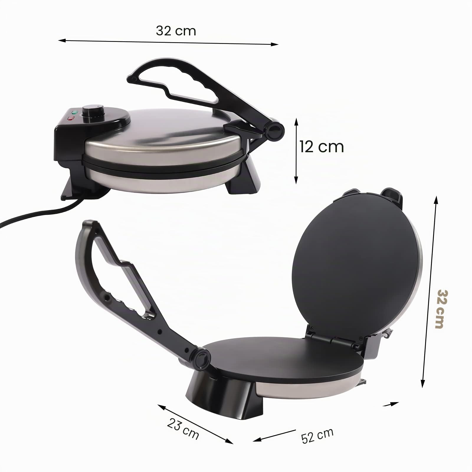 Poêle à chapati électrique, presse tortilla, chauffage électrique double face, revêtement anti-adhésif, pour tacos tostadas et quesadillas