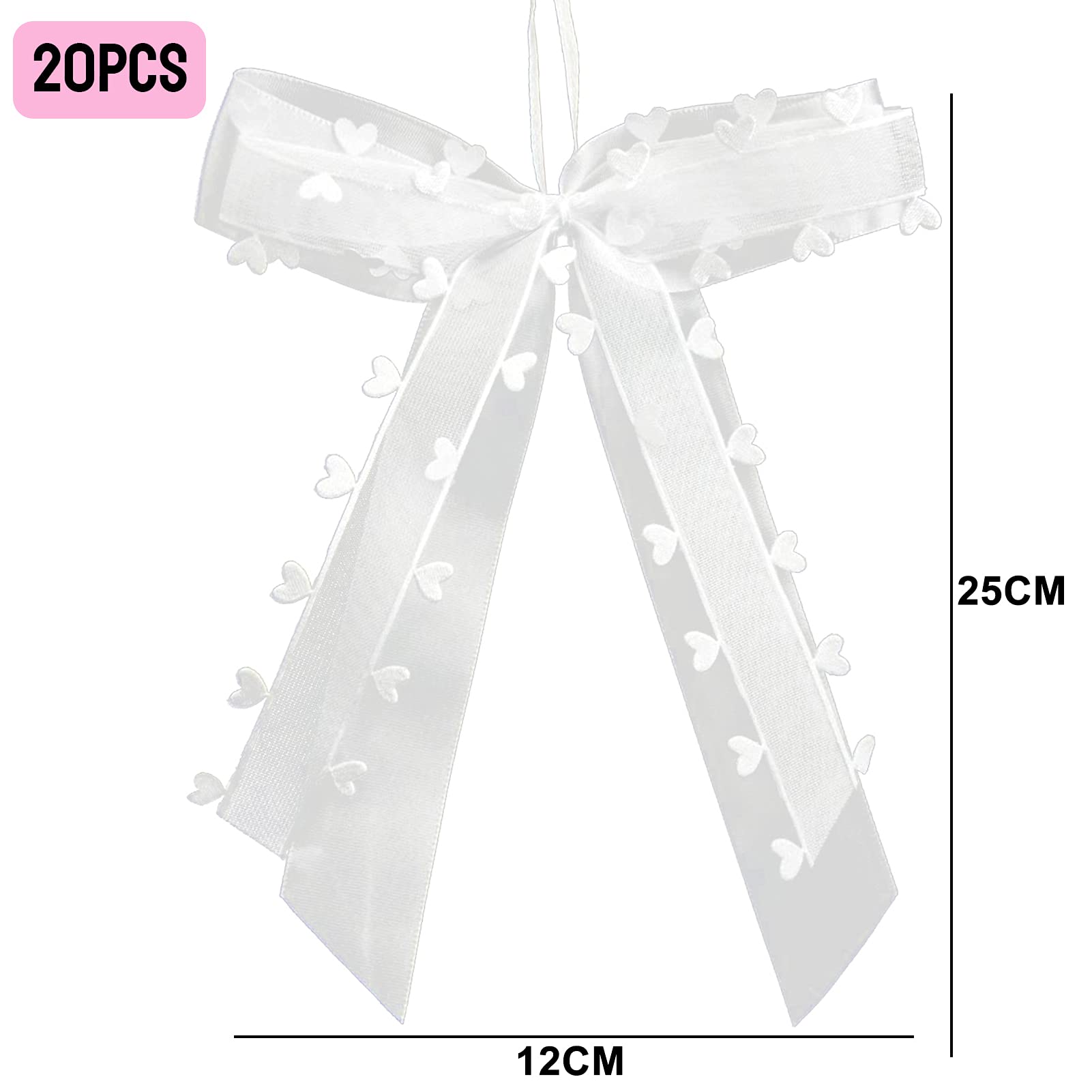 20PCS Noeud Voiture Mariage,Noeud Blanc Decoration,Décoration de Voiture Mariage,De Mariage Nœuds,Noeud Blanc Satin,Noeud Voiture,pour décoration de Voiture,Mariage,décoration de Table,Papier Cadeau