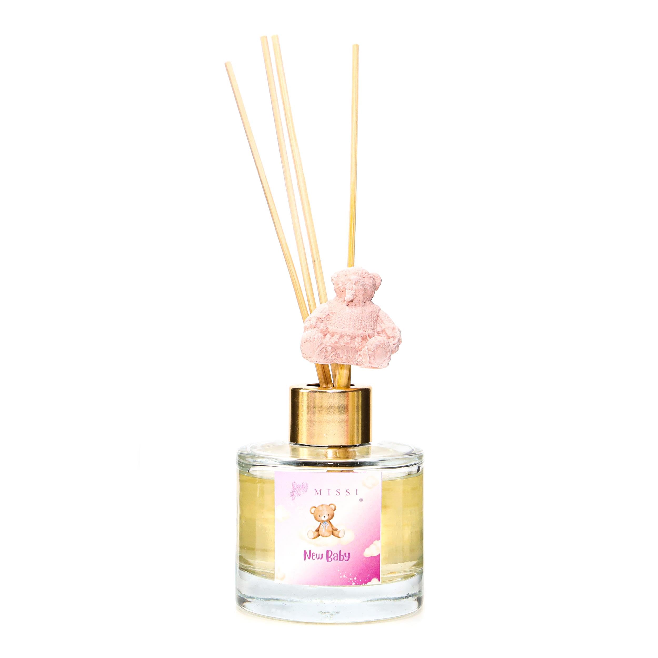 MİSSİ 100 ml Pembe Ayıcık Seramik Taş Bambu Çubuklu New Baby Oda Kokusu