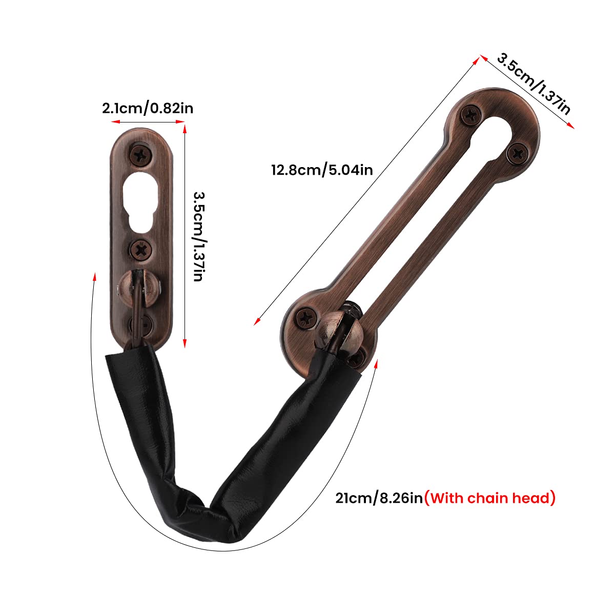 Chiavistello A Catena Per Porte Di Sicurezza - Acciaio Inossidabile Nero, Antifurto - Foto 3