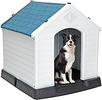NovaMicrodermabrasion Waterproof Plastic Dog House for Small to Large Dogs - Vented Indoor/Outdoor Kennel with Elevated Floor & Easy Assembly