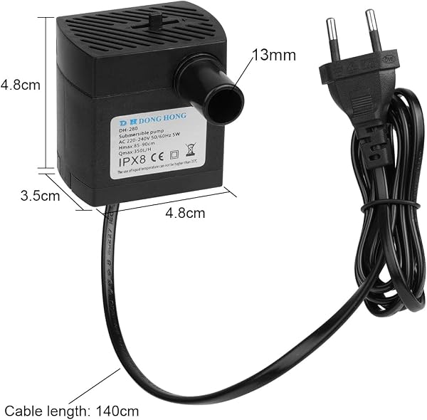 flintronic Mini Pompa Acqua, Sommergibile Ultra-Silenzioso 5W 350L/H Pompa per Acquario Fontane Acqua Sistemi di Circolazione per Terrari, Acquario, Laghetto, Pesce Stagno,Ecc - 5