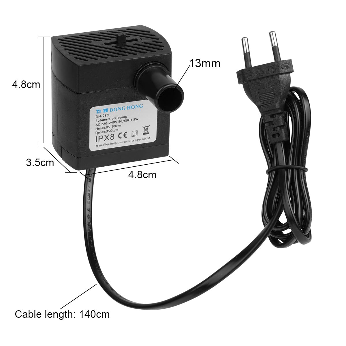 flintronic Mini Pompa Acqua, Sommergibile Ultra-Silenzioso 5W 350L/H Pompa per Acquario Fontane Acqua Sistemi di Circolazione per Terrari, Acquario, Laghetto, Pesce Stagno,Ecc