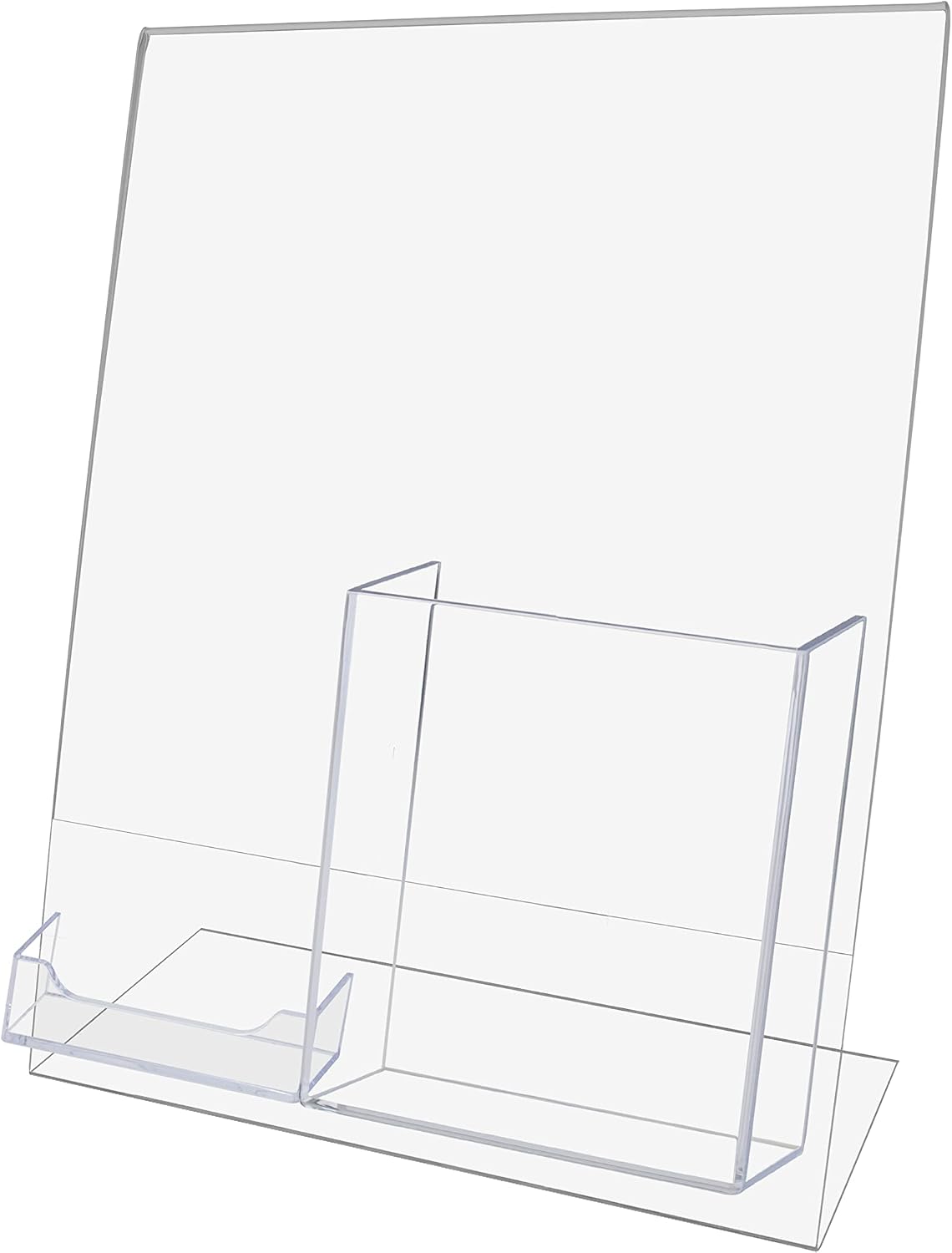 Marketing Holders 8.5" W X 11" H Ad Frame with Business Card Holder Display Menu Pricing Multi Slot Multi Pocket Display Image Copy Table Top Value Pack of 6