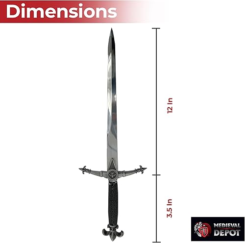 Miniatura 2 de MedievalDepot French King's Divinity Fleur De Lis - Espada medieval coleccionable con hoja de acero inoxidable y mango antiguo