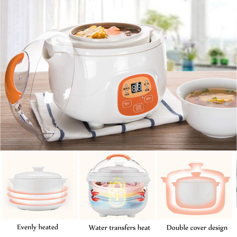 Olla de cocina, olla de estofado eléctrica Olla de cocción lenta de cerámica con tazón de cerámica extraíble fácil de limpiar para hogares pequeños