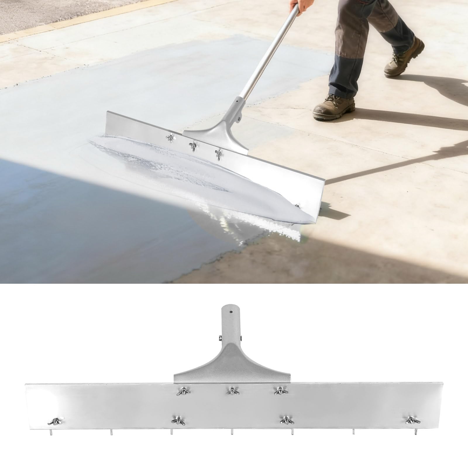 Rastrello livellatore per massetto, 60 cm, resistente, autolivellante, con 7 perni regolabili, regolabile fino a 7 mm di altezza, rastrello livellante per composti autolivellanti, massetti liquidi