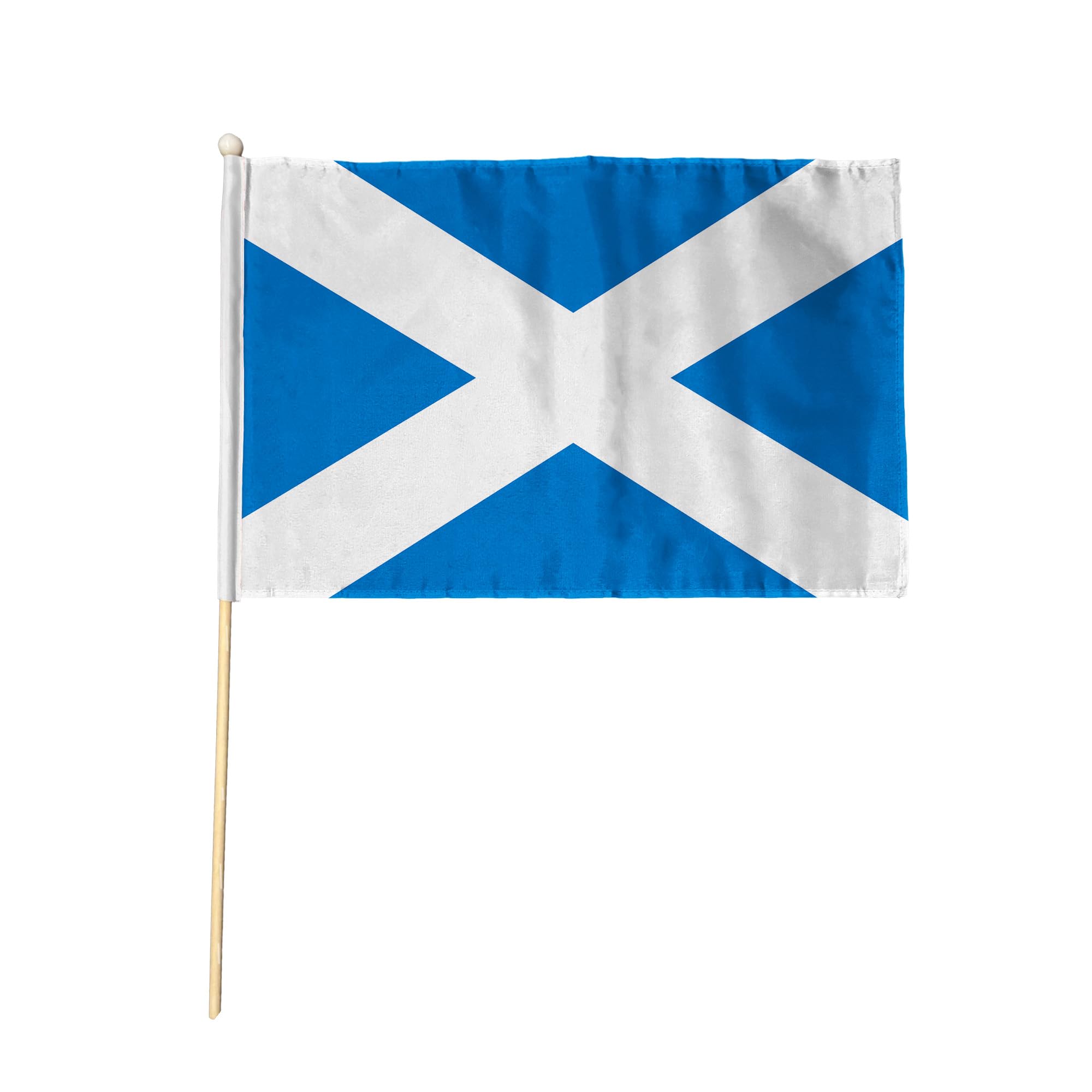 Flagtex St Andrews Light Blue Pack of 6 Hand Waving Flag (9x6 Inch) - Premium Wooden Stick Scottish Cross Flag Big Size Natural Wood Pole Scotland UK Heritage Events Parades Cultural Celebrations