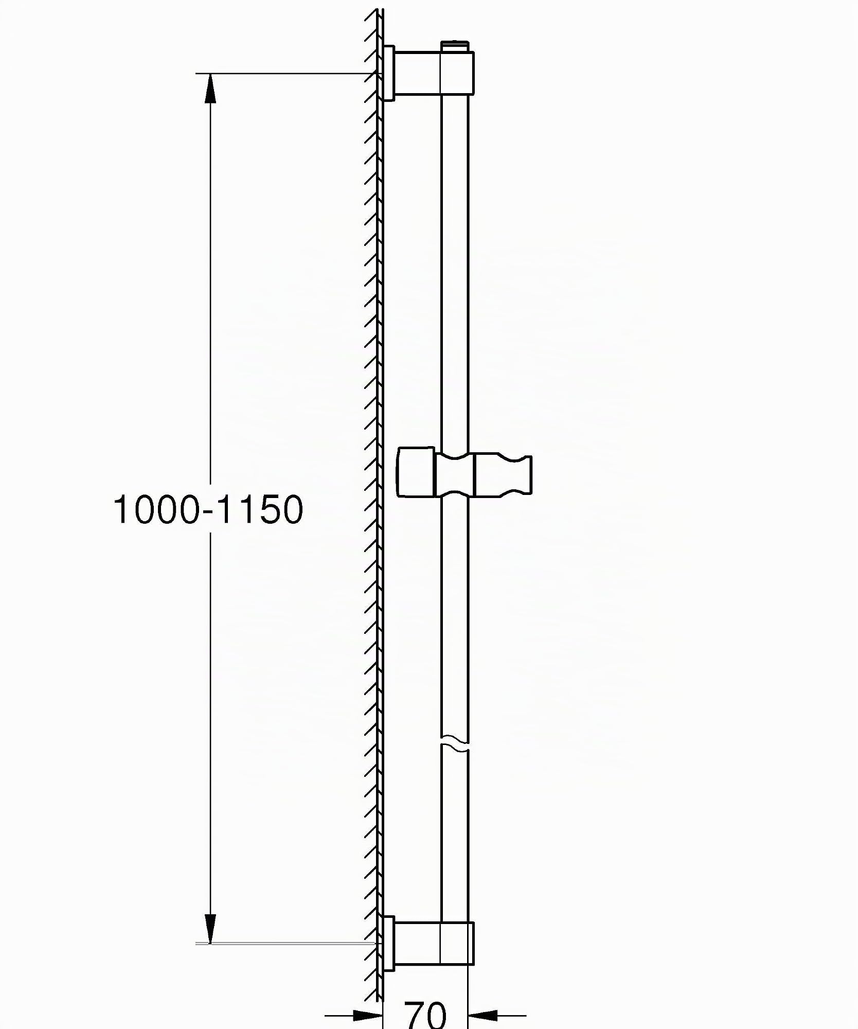 GROHE Vitalio, Duschstange 115cm ohne Bohren (oberes Befestigungselement verstellbar, mit Gleiter & Gelenkstück, zum Kleben oder Bohren, inkl. Schrauben & Dübel, ohne Kleber), chrom, 26970001