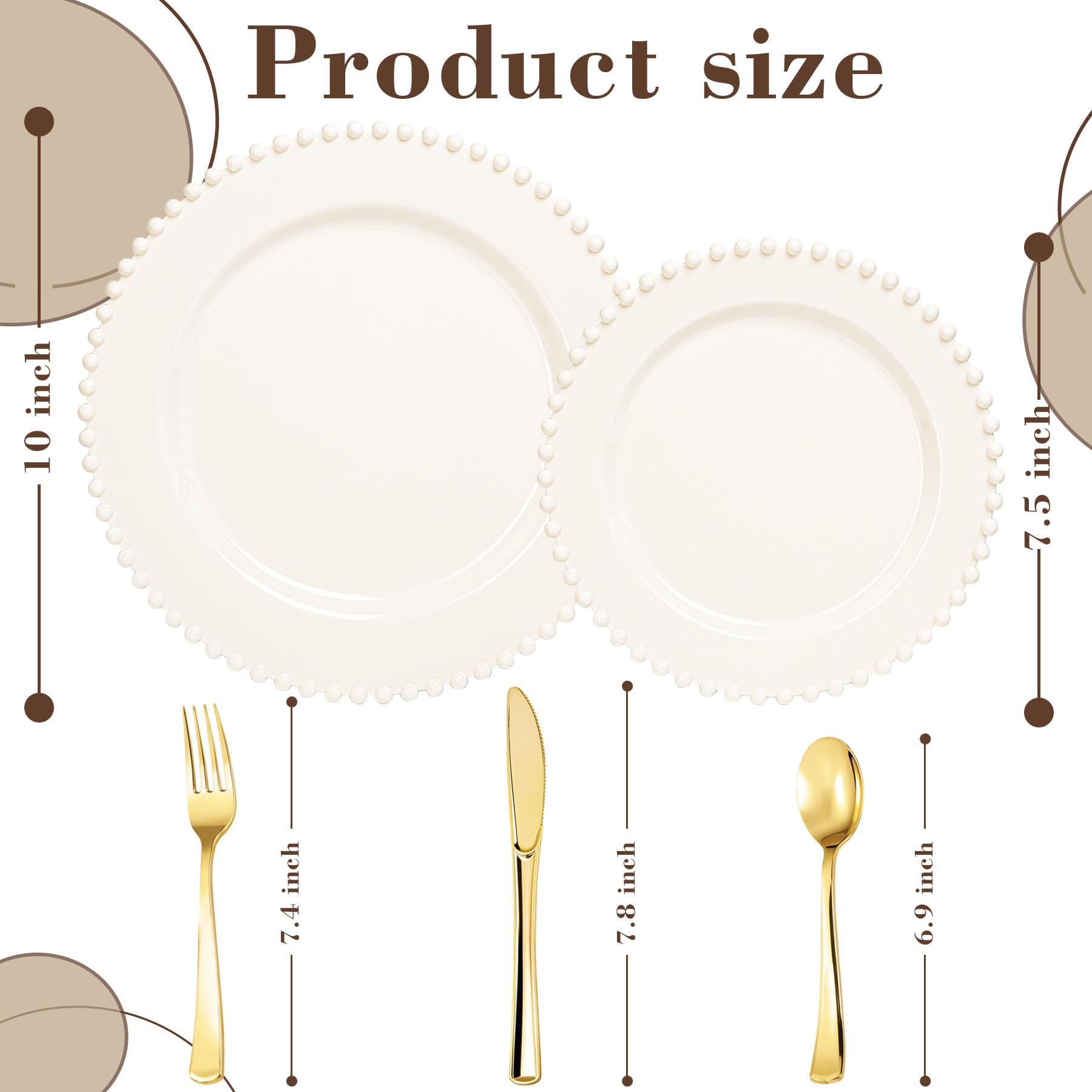 150 Ivory Disposable Plates Dinnerware Set - 30 Guests -2