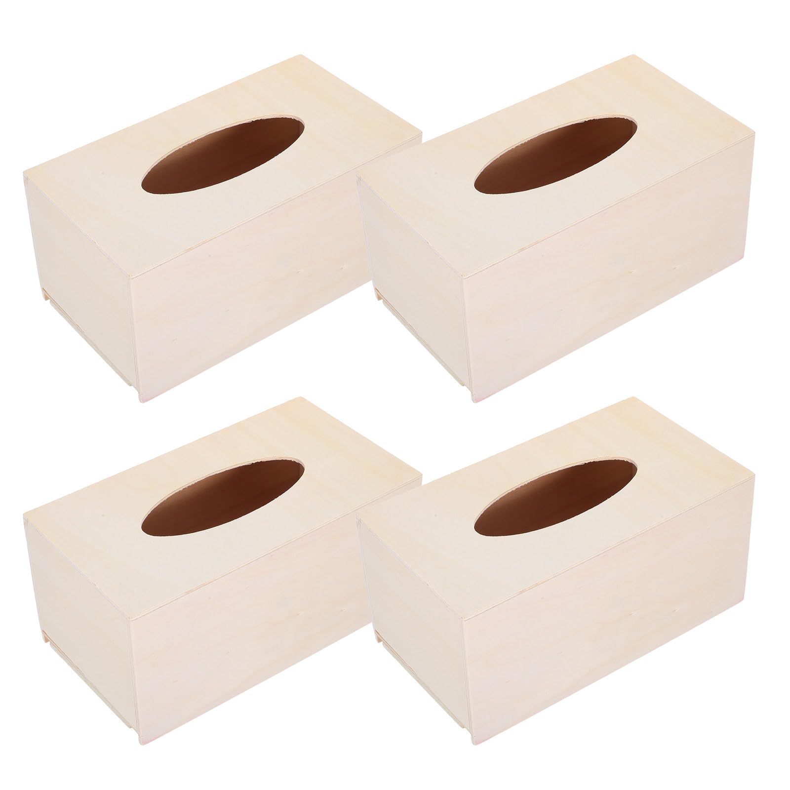 Boîte à mouchoirs DIY support vierge à peindre DOITOOL en bois brut x4