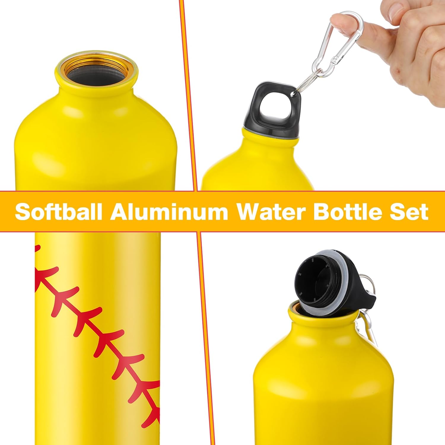 Uiifan 12 Pcs Softball Water Bottle Team Gift Bulk Aluminum Leak Proof Lightweight Sports Water Bottle Reusable with Twist Cap Buckle Softball Accessories for Sport Team Gift Camping Gym Travel