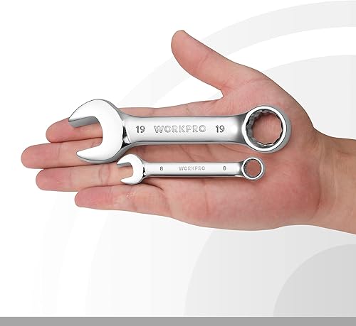 Miniatura 3 de WORKPRO Juego de llaves rechonchas de 12 piezas, métricas de 0.315-0.748 in, acero Cr-V, juego de llaves combinadas pequeñas con estuche de Stotage