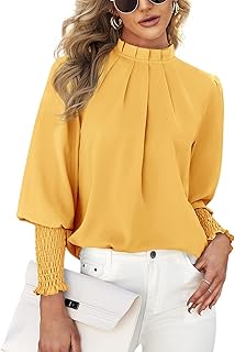 Sponsored Ad - Teurkia Womens Chiffon Blouse Puff Sleeve Work Office Casual Loose Shirt Tops