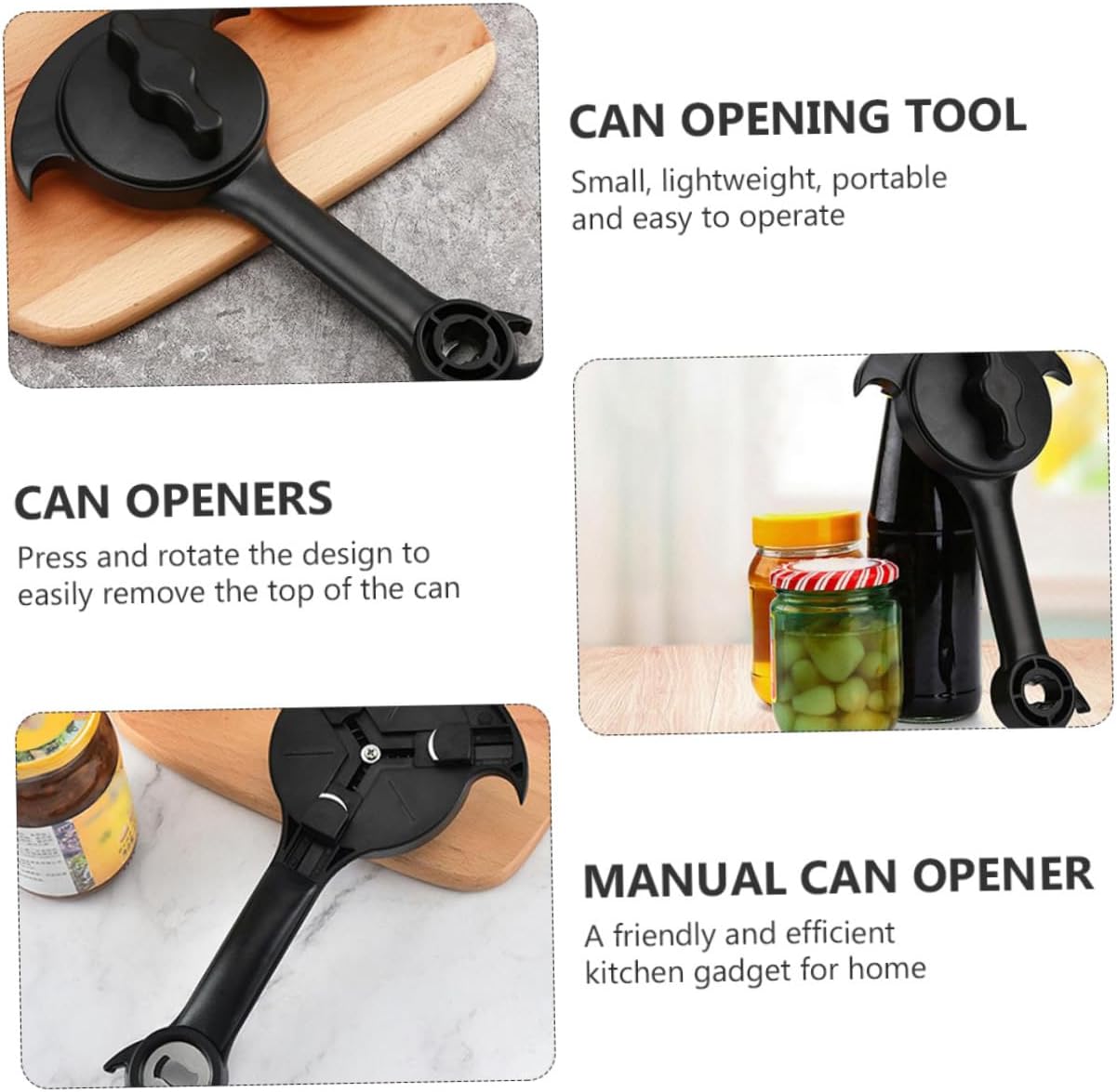 PRETYZOOM 1pc Stainless Steel Manual Can Opener Tool Portable Multifunctional Lid Opener for Access for Home and Kitchen Use and Design