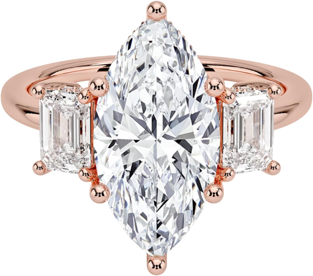 1-3 CT Marquise Cut IGI Certified Lab Grown Diamond Ring 10K 14K 18K Solid Gold Emerald Three Stone Lab Grown Diamond Engagement Ring Christmas gift for Women (E-F Color, VVS2 Clarity)