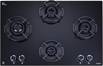 Elica Hob 4 Burner Auto Ignition Hobtop with Hexa Shape Grid|Italian SABAF Brass Burner with One 4 kW Jumbo & 2.5 kW| 10 Yrs Warranty on Burner,5 Yrs on Glass & Valve|Flexi Hexa 470 Lotus Ind Hd Brass