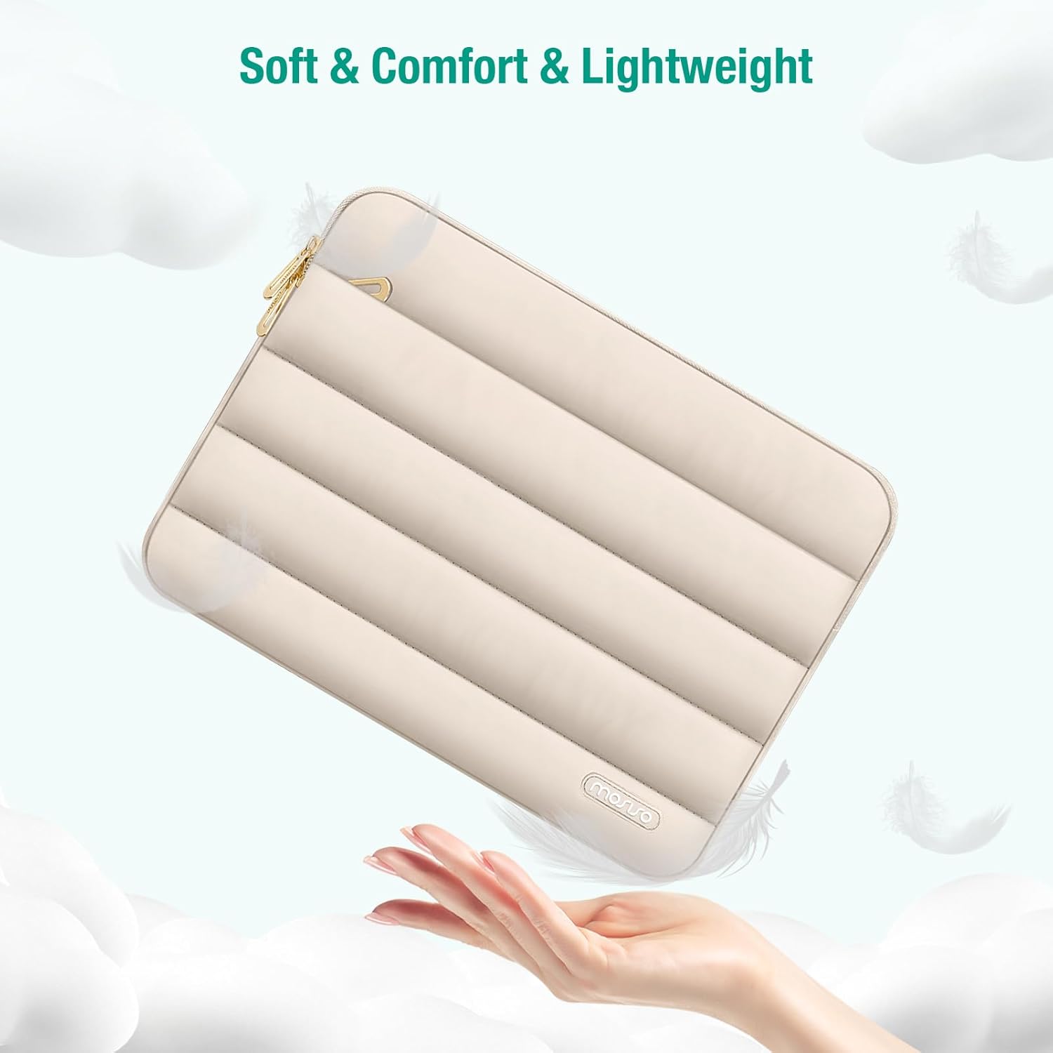MOSISO Laptop Case 13.3 inch, 13-13.3 inch Puffy Laptop Sleeve Compatible with MacBook Air 13 13.6 M4 M3 M2 M1/Pro 13/Pro 14, HP Dell ASUS Lenovo,Polyester Horizontal Bag with Small Case, Sand | 13.3 inch, Polyester, Horizontal Bag, with Small Case, Sand - Image 5