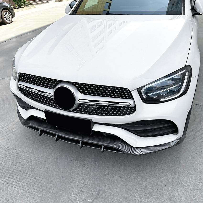 Front Bumper Lip Compatible with 2020-2022 Mercedes-Benz GLC-Class X253 GLC200 GLC260 GLC300 AMG，Glossy Black Chin Spoiler Air Dam Splitter 2021 (Carbon Look)