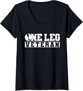 Womens One Leg Veteran Soldier Leg Amputee Prosthesis V-Neck T-Shirt