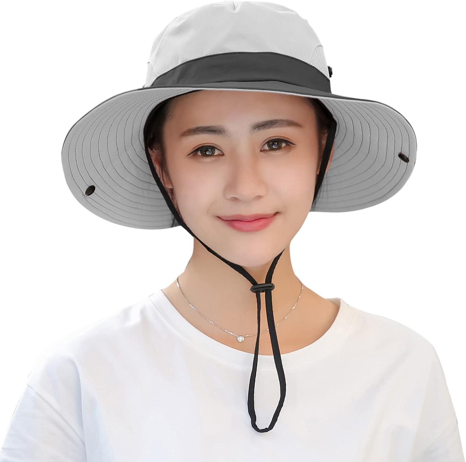 Sun Hat for Women Men with Ponytail Hole, UPF 50+ Wide Brim Bucket Hat for Fishing Hiking Gardening - Image 2