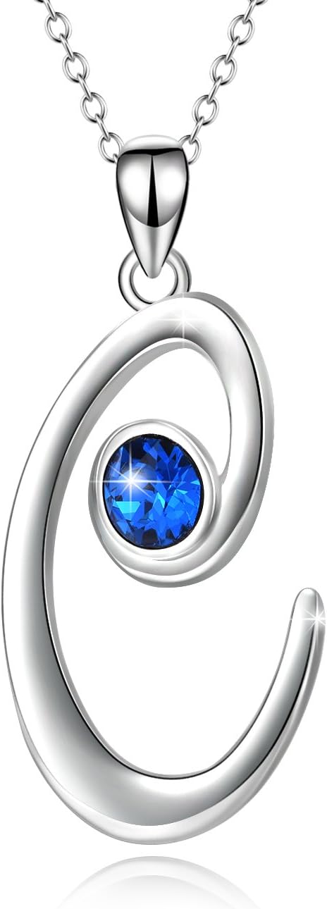 WINNICACA Christmas Gifts for Women Initial Necklaces 925 Sterling Silver Letter Pendant Necklaces with Birthstone Letter A-Z Initial Jewelry Gifts for Women Her Daughter Lover Birthday Gifts Ideas