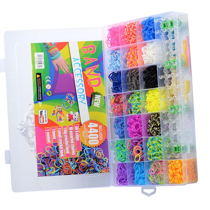 MWS Store Loom Bands Kit 5000+ 40 Vibrant Colours Loom Bands Friendship Bracelet Kit for Boys and Girls Includes Loom Bands Alphabet Beads S Hooks with Storage Box DIY Craft Gift