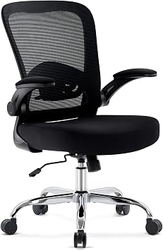 Office Chair,Ergonomic Mesh Desk Chair with Adjustable Lumbar Support,Computer Chair with Flip-up Armrests, Rolling Executive Chairs, Home Office ChairBlack