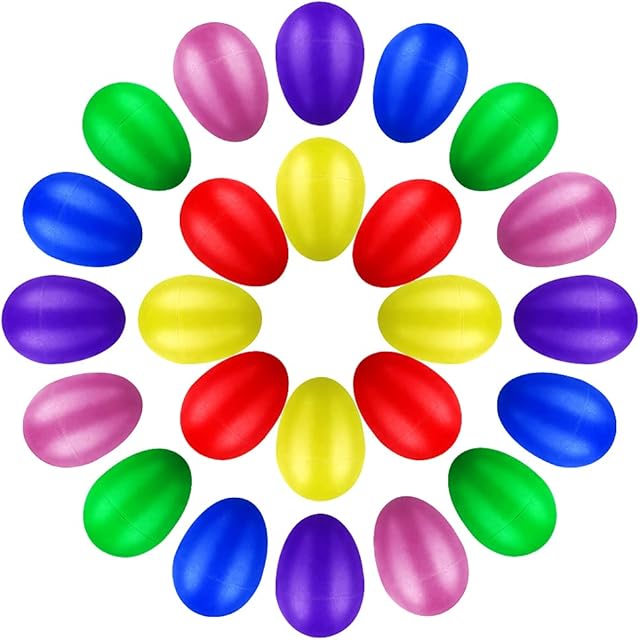 24 Pieces Musical Eggs Shakers, Plastic Egg Shakers Colorful Maracas Egg Shakers Egg Shakers Percussion with Miniature Iron Sand for Babies Toddlers Kids (6 Colors)