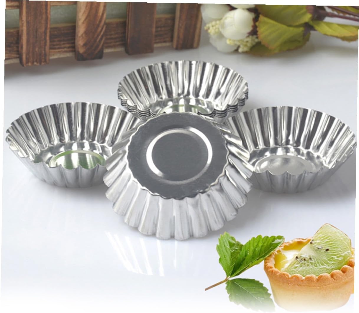 Egg Tart Molds Nonstick Tinplate Tartlets Pans for Baking Egg Tarts Cupcake Baking Cups Muffins Pies Custards and Cookies 2.75 X 2.75 X 0.78 in Easy Release