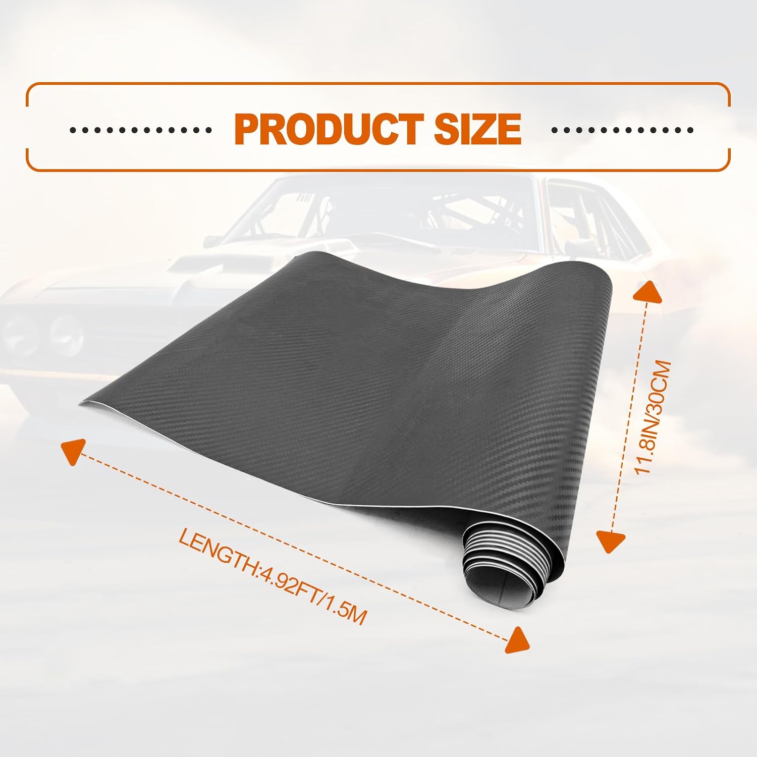 3D Matte Twill Carbon Fiber Car Vinyl Wrap, 12 x 60 inches Outdoor Rated for Automotive Use, Contain Knife and Hand Tool, Grey image 2