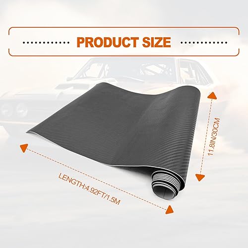 Miniatura 2 de Envoltura de vinilo de fibra de carbono de sarga mate 3D para automóvil, 12 x 60 pulgadas para uso en exteriores, contiene cuchillo y herramienta de