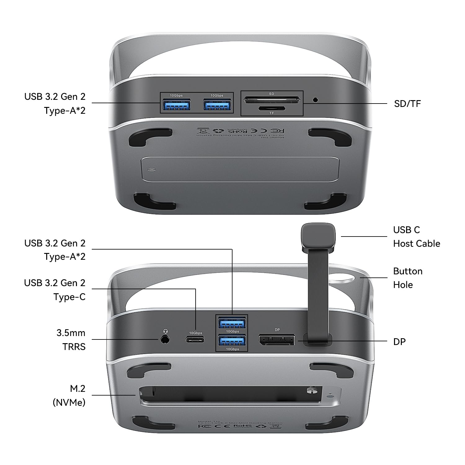 Amazon.com: VENTION for Mac mini M4 Dock, 10 in 1 Aluminum Stand