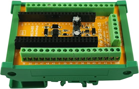 DNS3485 ESP32-S3 WiFi BLE RS485 Expansion Board 44Pin, 7-30V Wide Voltage Power Supply with DIN Rail Enclosure, for Industrial Control Arduino IoT Smart Home PLC Project with Rail Box