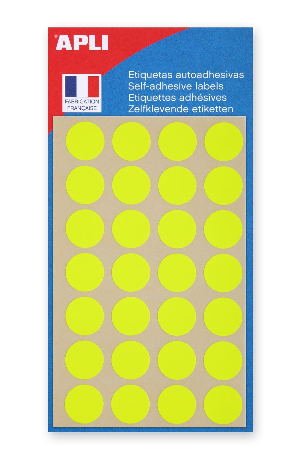 Apli 111862 Pack of 140 Fluorescent Yellow Dots Diameter 15 mm