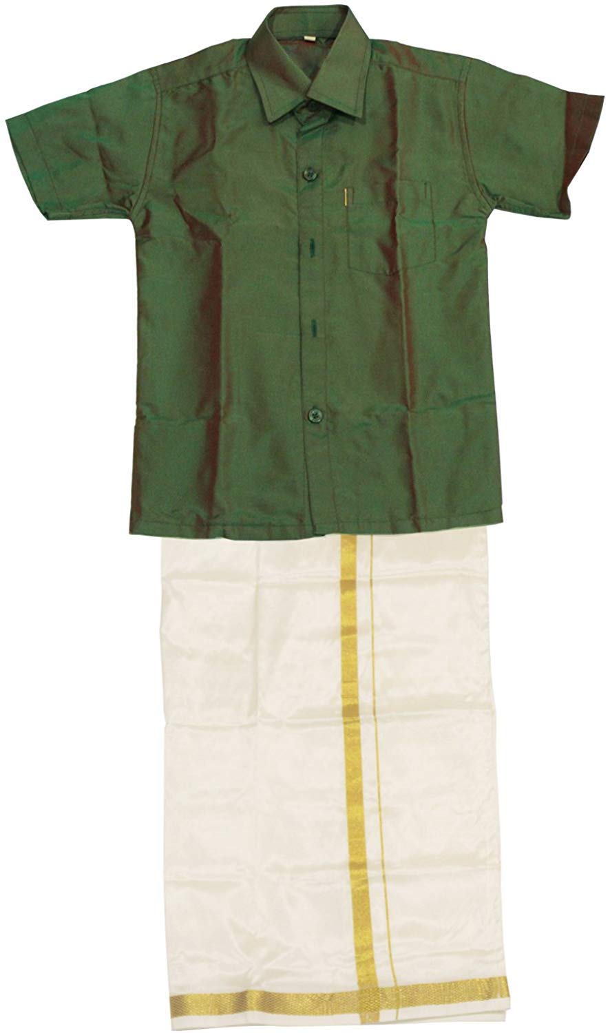SJS King Boy's Shirt/Genxt Dhoti Regular Fit (Dark Green, 2-3 Years) - Image 3 thumbnail