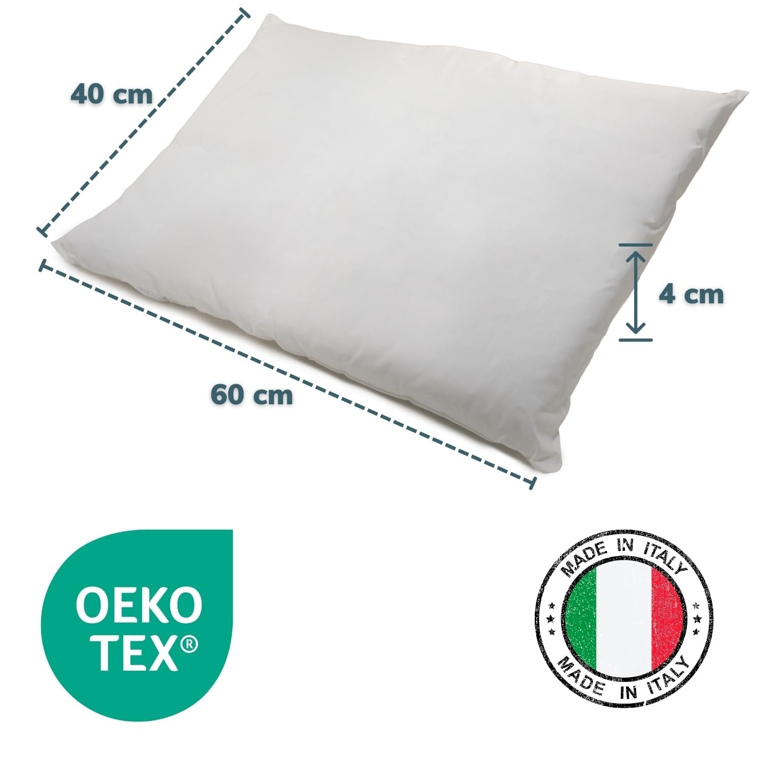 BabyTools Oreiller Enfant (100% Fabriqué en Italie Et Oeko-TEX®), Coussin Enfant 40x60 Transpirant Et Résistant Aux Acariens avec Taie d'oreiller 100% Coton, Coussin Bebe Idéal pour 1, 2, 3 Ans