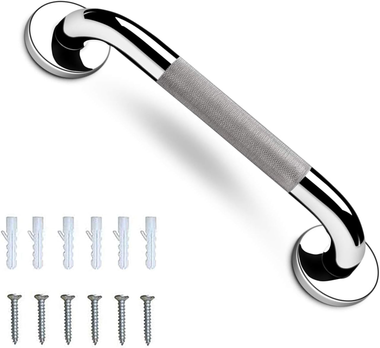 Bathroom Grab Bar, Uong Stainless Steel Bathtub Rails with Anti-Slip Grip, Sturdy Stainless Steel Shower Safety Handle for Kids Elderly Bathtub,Toilet, Bathroom, Stairway Handrail (14.7 inches)