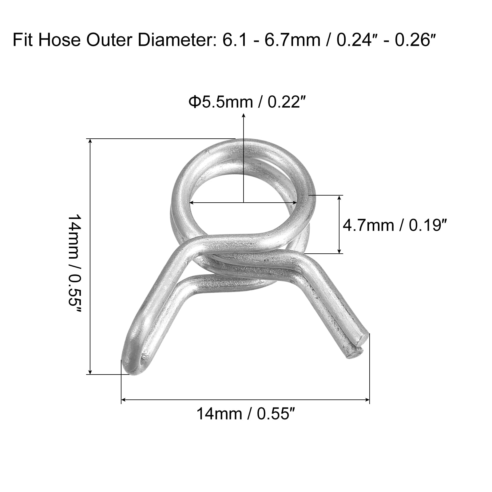 Sourcing Map Collier Serrage Carburant Ligne Tuyau Clip, 5pcs 50mm