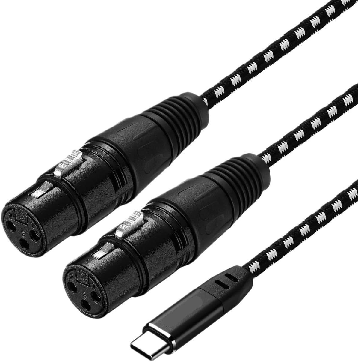 WEBALXRN C - デュアル XLR メス OFC 出力/入力オーディオケーブル チップセット内蔵 フォイル+編組シールド 1