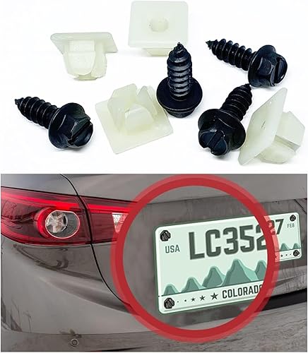 Miniatura 1 de ZKFAR 8 hebillas de remache para parachoques de automóvil, kit de tornillos para placa delantera y trasera hexagonal externa M6, accesorios
