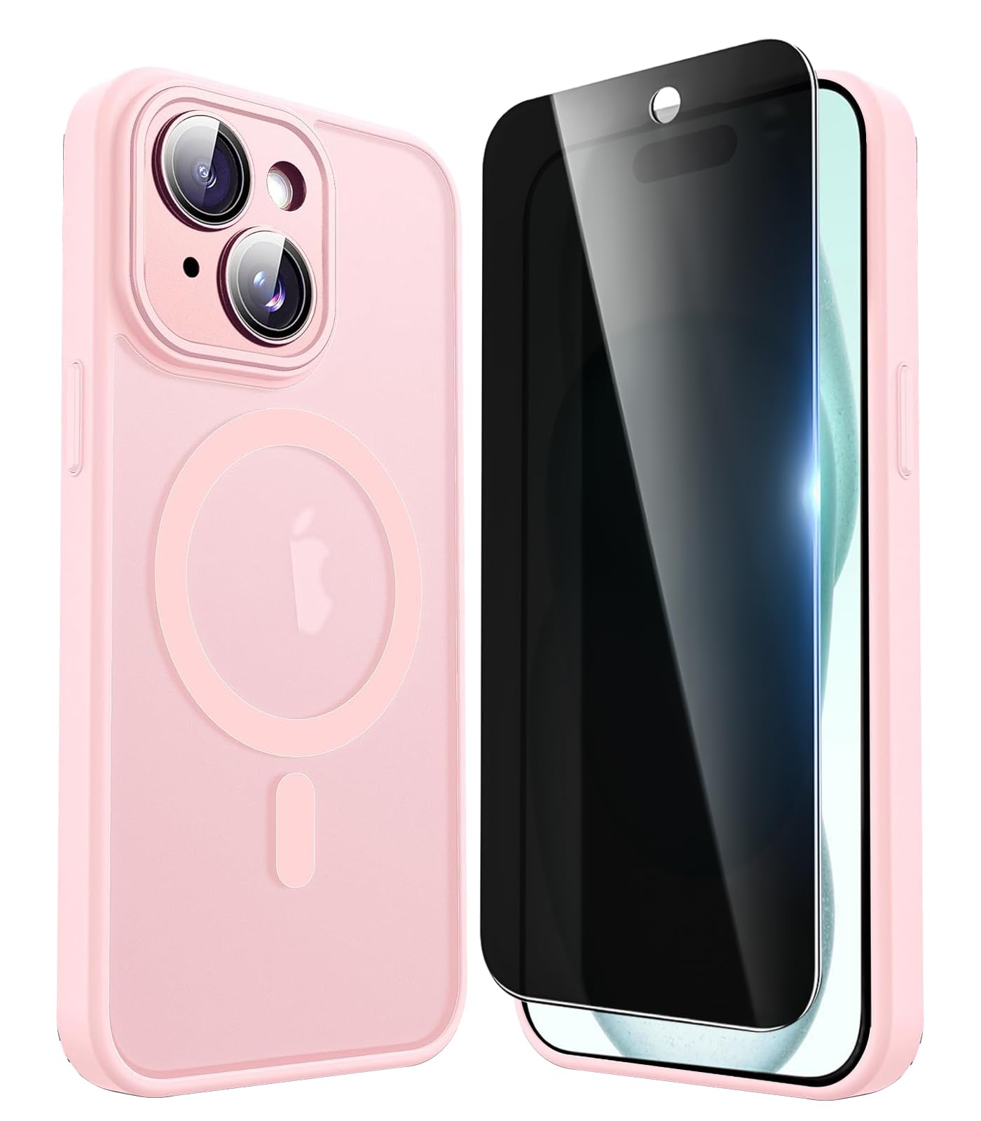 FATUOQIA Privacy Case for iPhone 15,Magnetic iPhone 15 Phone Case with Privacy Screen Protector X2 & Camera Protector [Compatible with MagSafe],