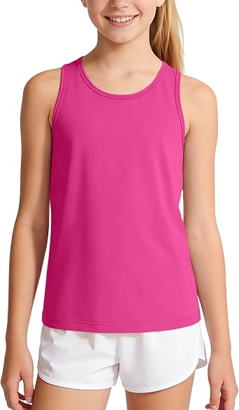 Auranso Girls Tank Tops Racerback Sleeveless UPF 50+ Quick Dry Kids Athletic Shirts Sports Dance Workout Tops