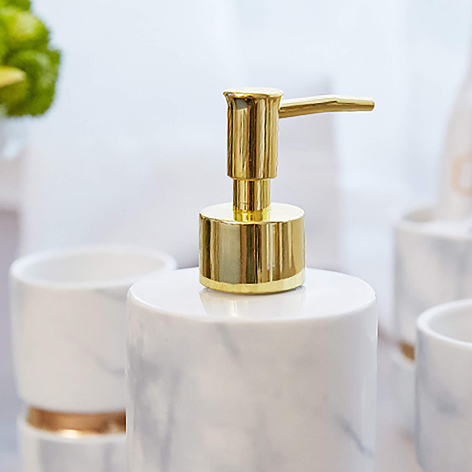 Juego De Accesorios De Baño De Mármol, Juego De Soporte para Cepillos De Dientes De 5 Piezas, Juegos De Encimera De Baño con Dispensador De Jabón, Soporte para Cepillos De Dientes, Vaso Y Jabonera (