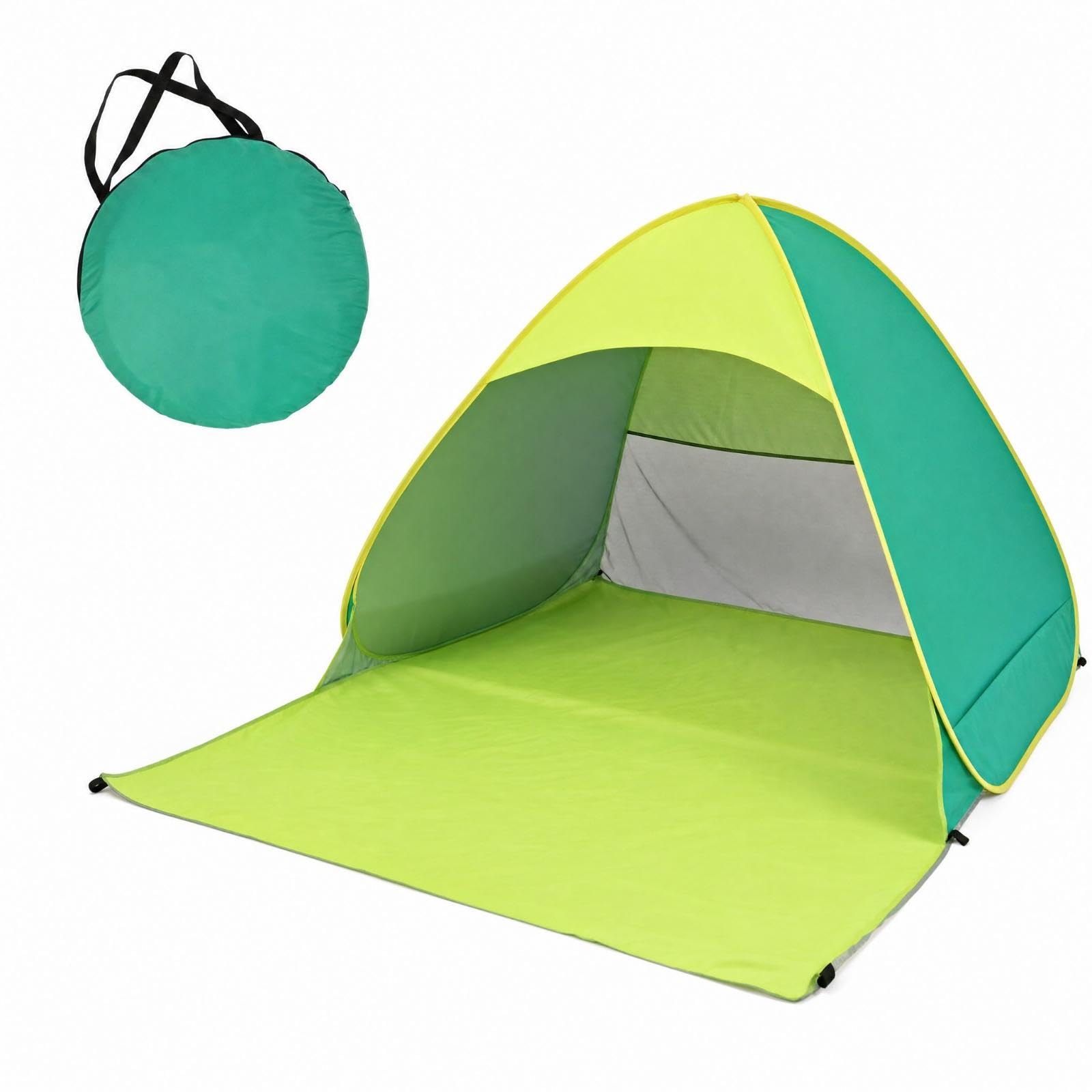 Beach Tent with Carry Bag Foldable Beachside Tent Freestanding for Families, Park, Camping Green L Regular-image-14