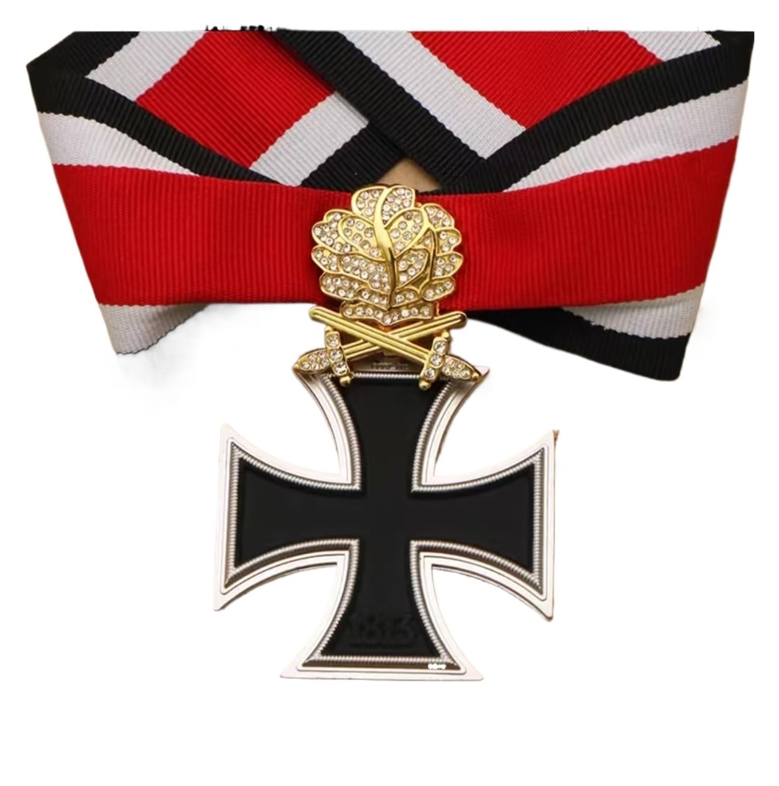 39 Edition German Iron Cross Emblem Oak Leaf Gold Silver Diamond Knight Medal Reproduction Commemorative Medal Badge(A)