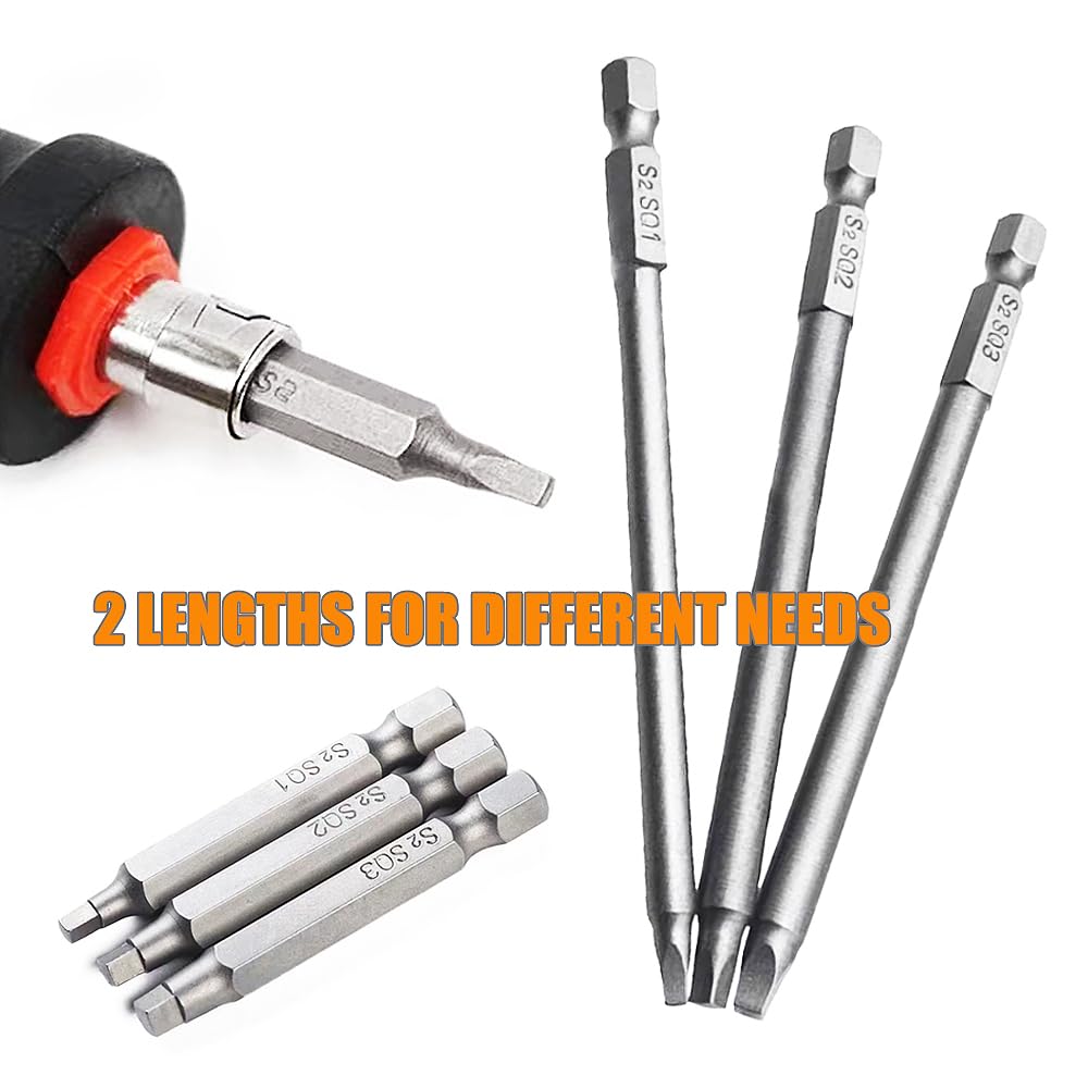 Magnetic Square Head Screwdriver Bits Set including 1/4 Inch Hex Shank - Image 2